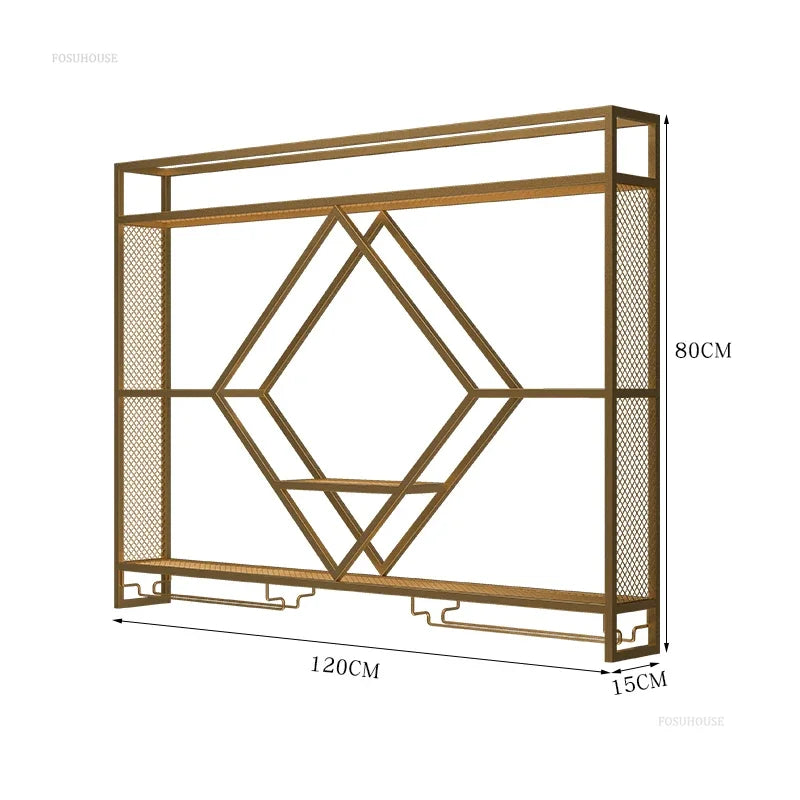 Metal Wall Bar Shelf with Wine Rack