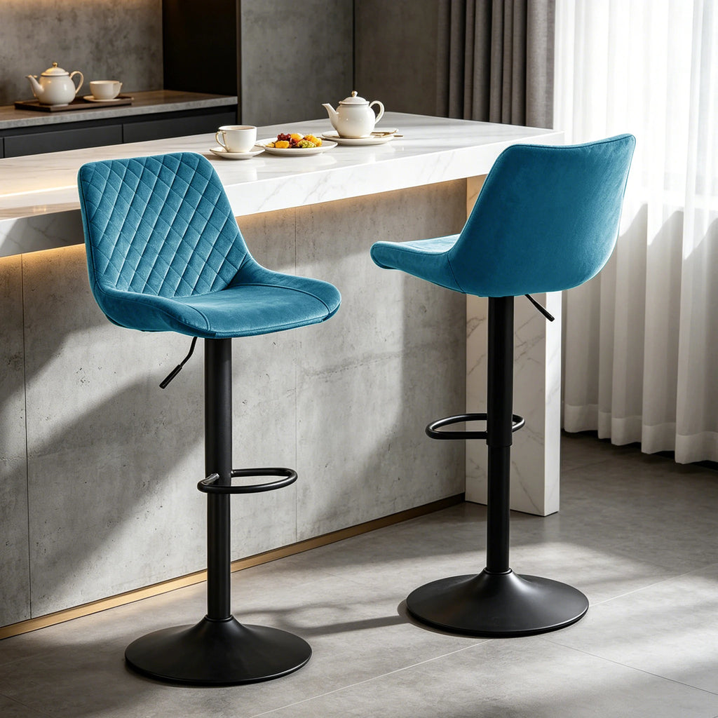 Shoreditch Velvet Bar Stools Set of 2, Swivel