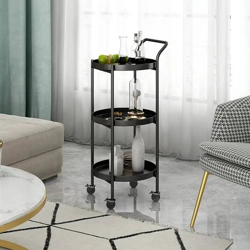 Round Metal Drinks Trolley, Gold or Black