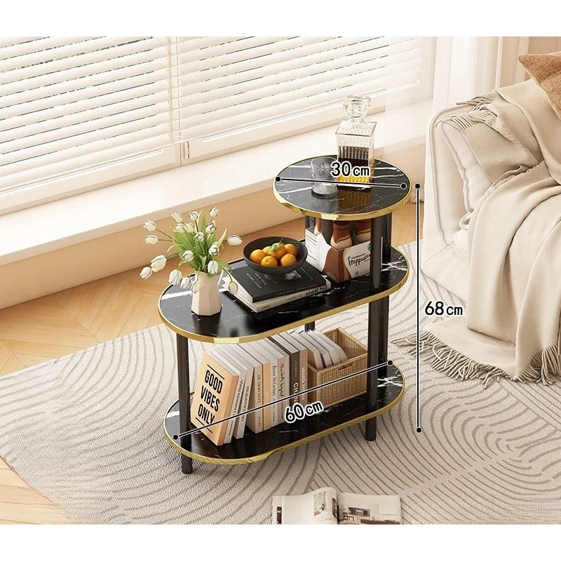 Marble-Pattern Rolling Side Trolley
