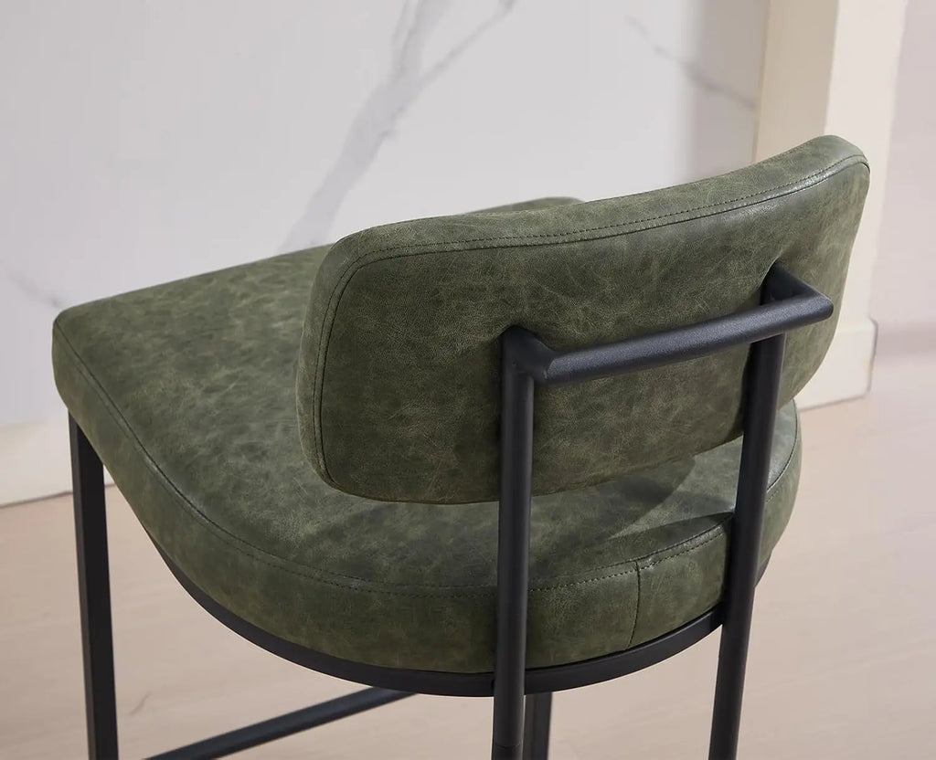 Newcastle Bar Stools Set of 2, Metal Legs, Green