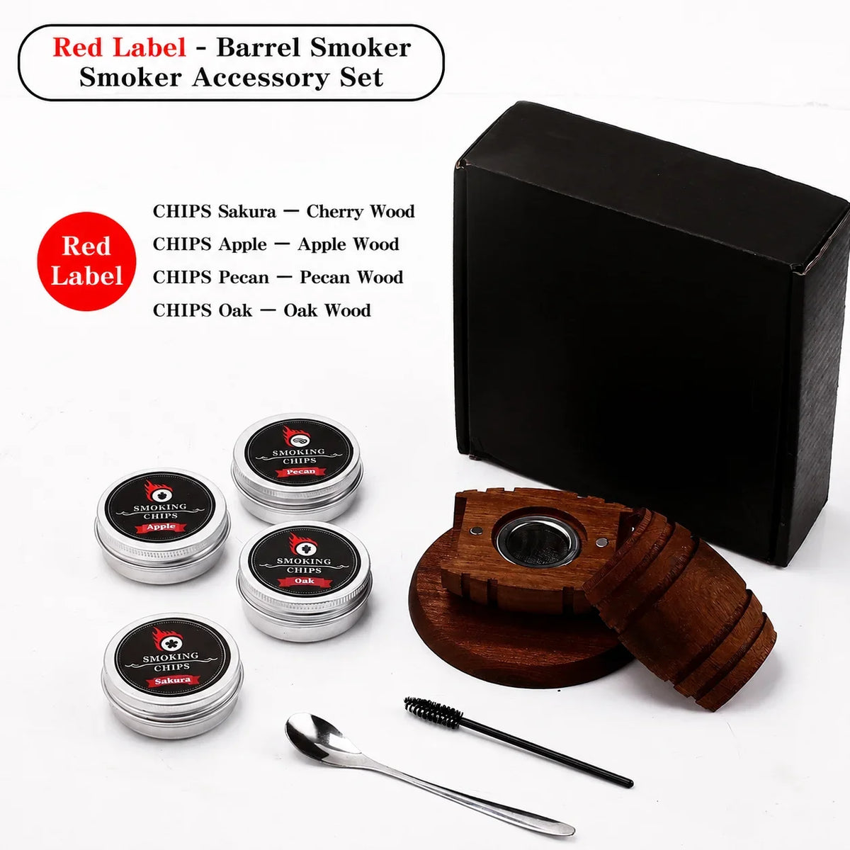 Whisky Cocktail Smoker Kit, 4 Wood Chip Flavours