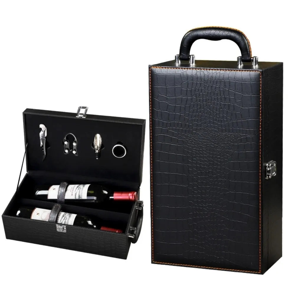 PU Leather Wine Gift Box with Tools and Handle