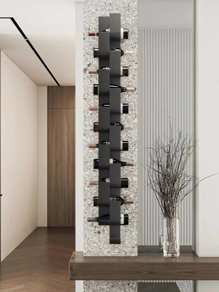 Wall-Mounted Wine Rack, Black Metal