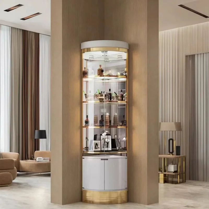Stainless Steel Drinks Cabinet with Glass Storage