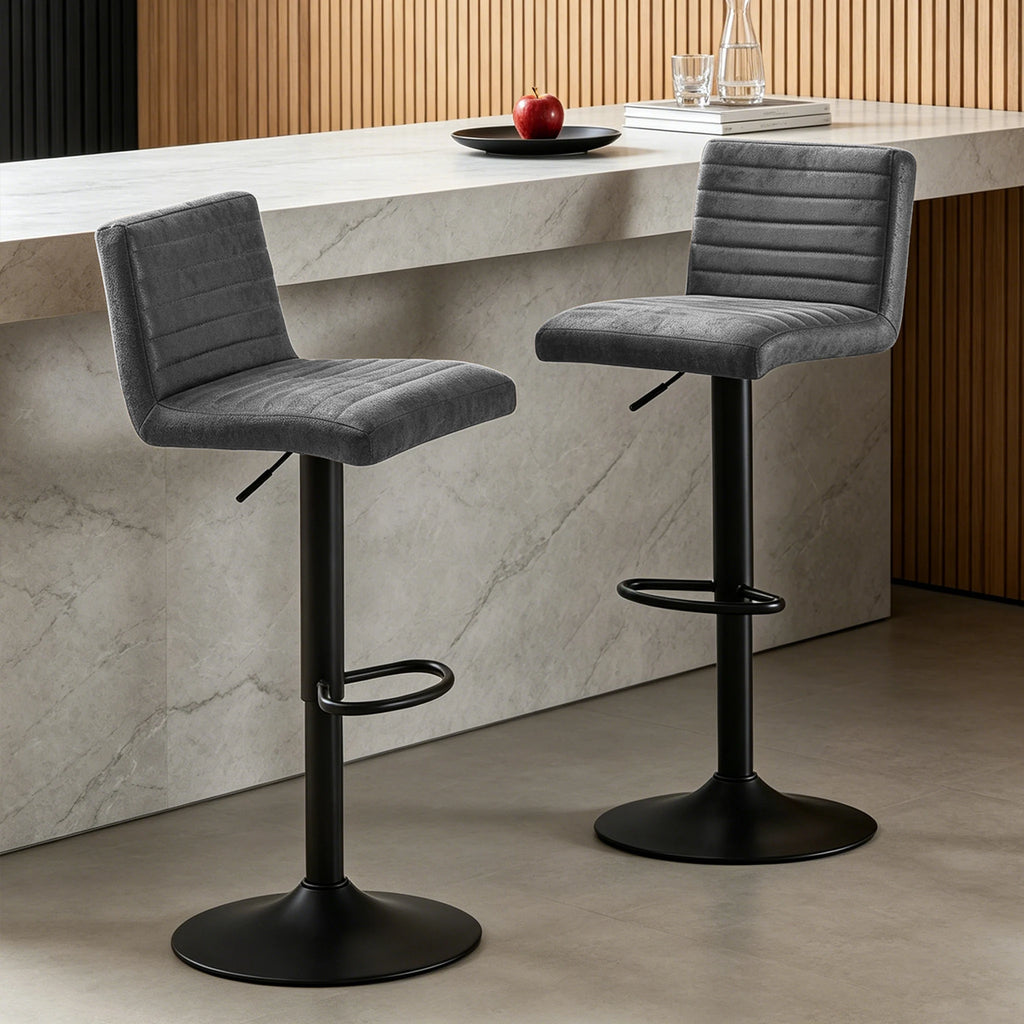 Soho Suede Bar Stools Set of 2, Swivel, Height Adjustable