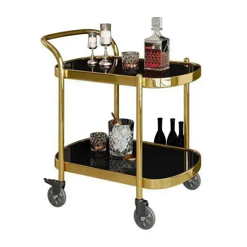 Double-Tier Glass Drinks Trolley, Gold or Rose Gold