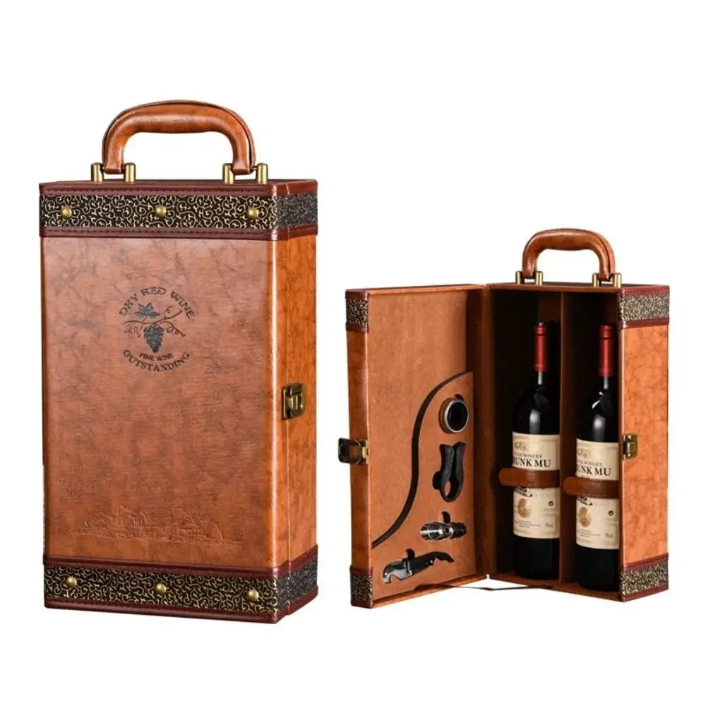 PU Leather Wine Gift Box with Tools and Handle