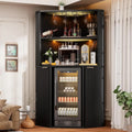 Corner Drinks Cabinet, Fluted Bar Glassware Storage