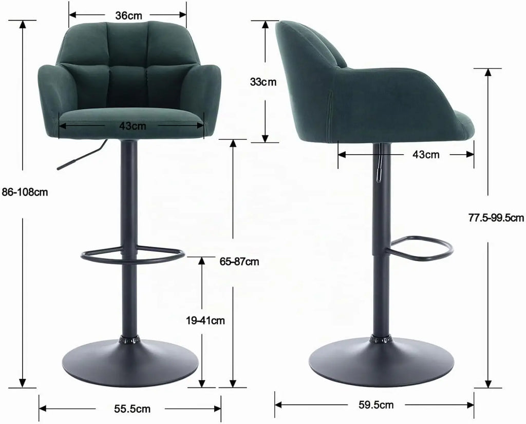 Richmond Swivel Velvet Bar Stools Set of 2, Green