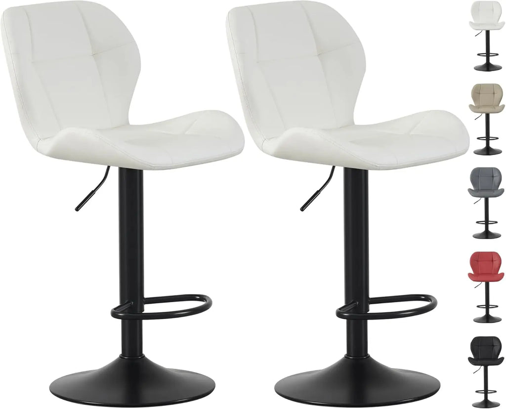 Swivel Bar Stools Set of 2, Faux Leather, Footrest