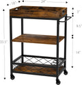 3-Tier Industrial Bar Cart with Removable Tray