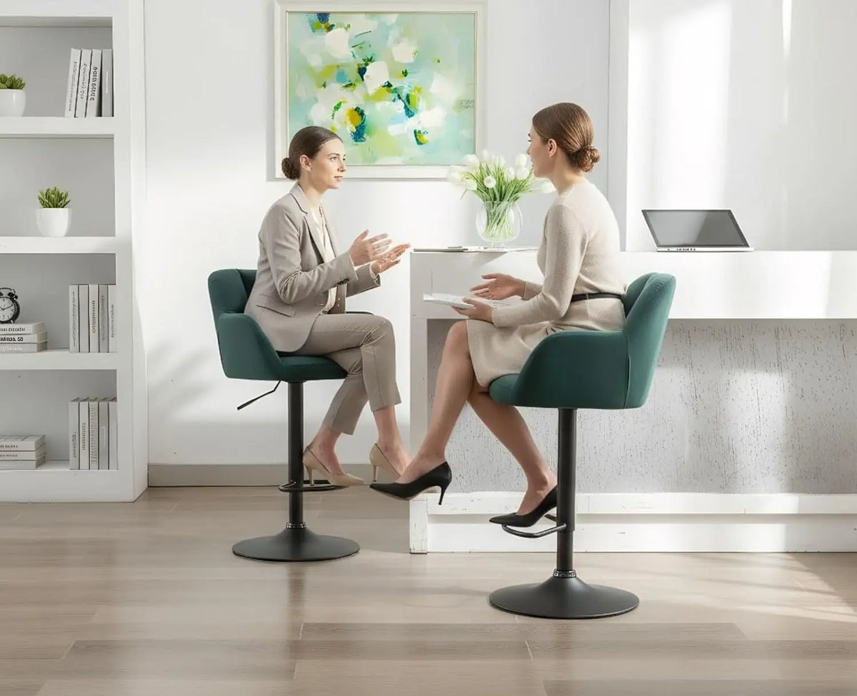 Richmond Swivel Velvet Bar Stools Set of 2, Green