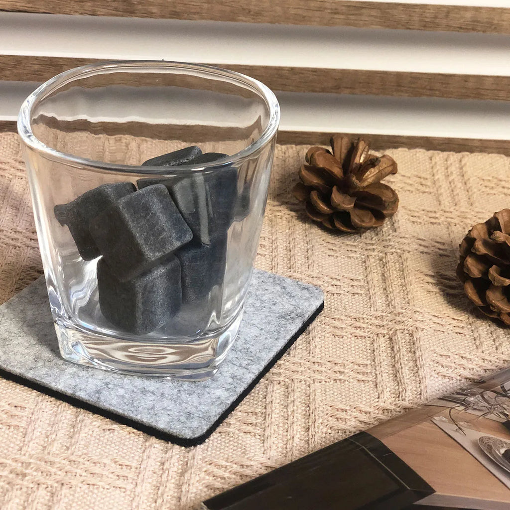 Whisky Gift Set: 2 Glasses, 8 Granite Stones, Wooden Box