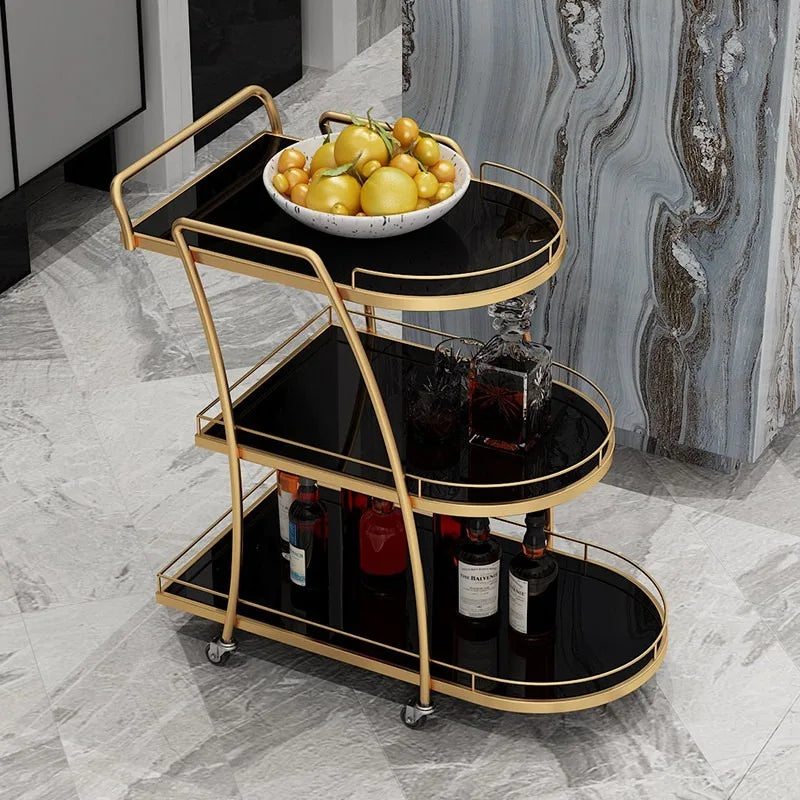 Glass Drinks Trolley, Metal Frame