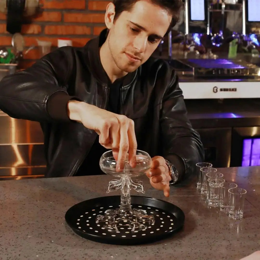 Clear Shot Dispenser Rack with 6 Shot Glasses