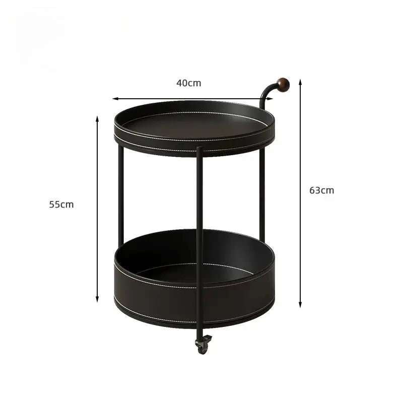 Leather-Wrapped Drinks Trolley, Double-Tier