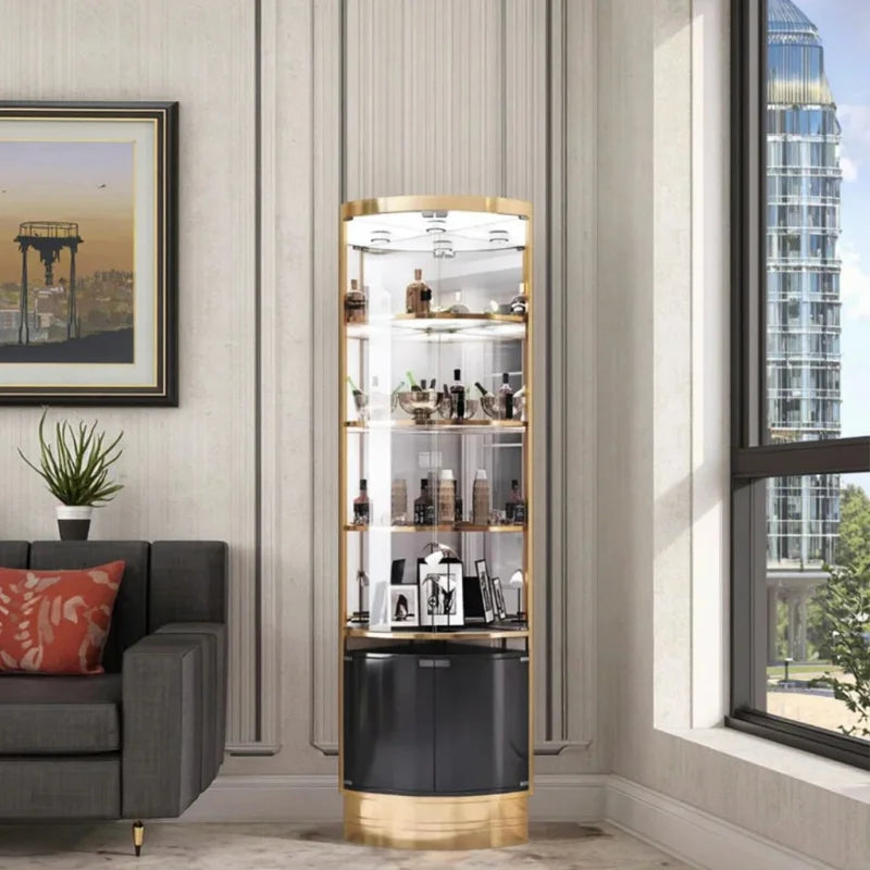 Stainless Steel Drinks Cabinet with Glass Storage