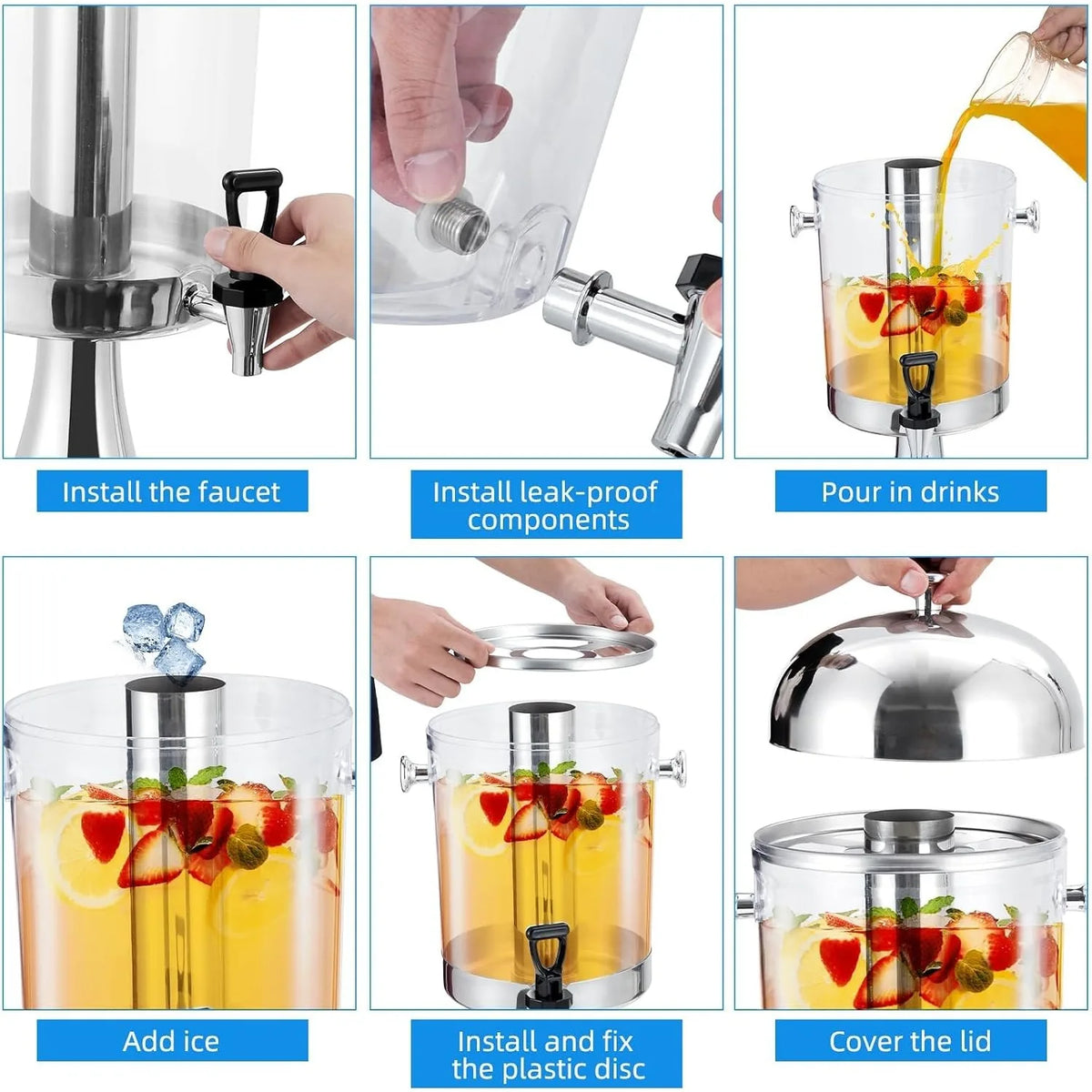 Double-Head Stainless Steel Drinks Dispenser, Two Tanks
