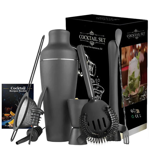 8-Piece Matte Black Cocktail Shaker Set