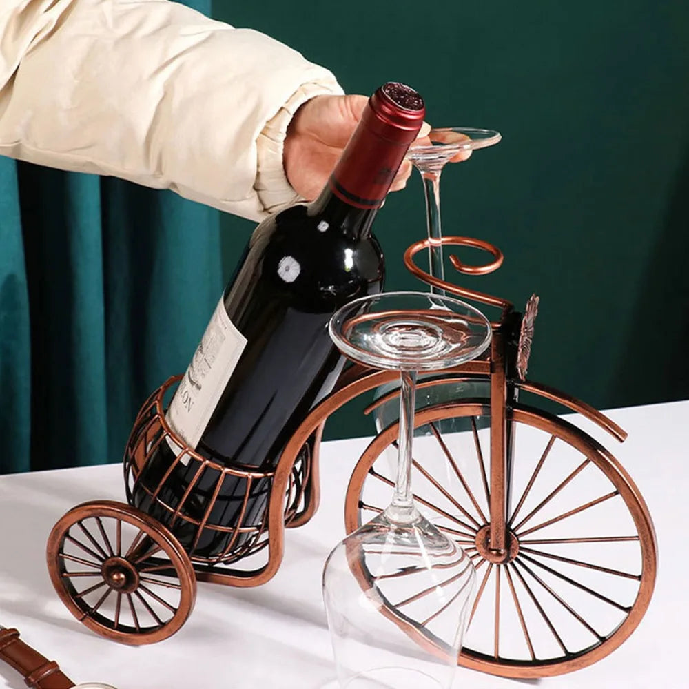Retro Tricycle Wine Rack, Metal Bottle Holder