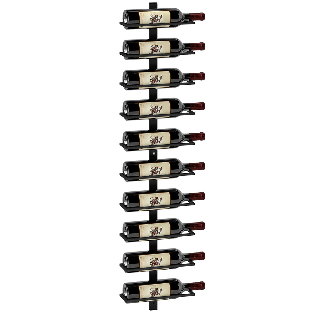10-Bottle Wall-Mounted Wine Rack, Black Steel