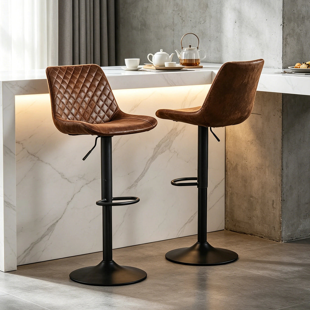 Shoreditch Velvet Bar Stools Set of 2, Swivel