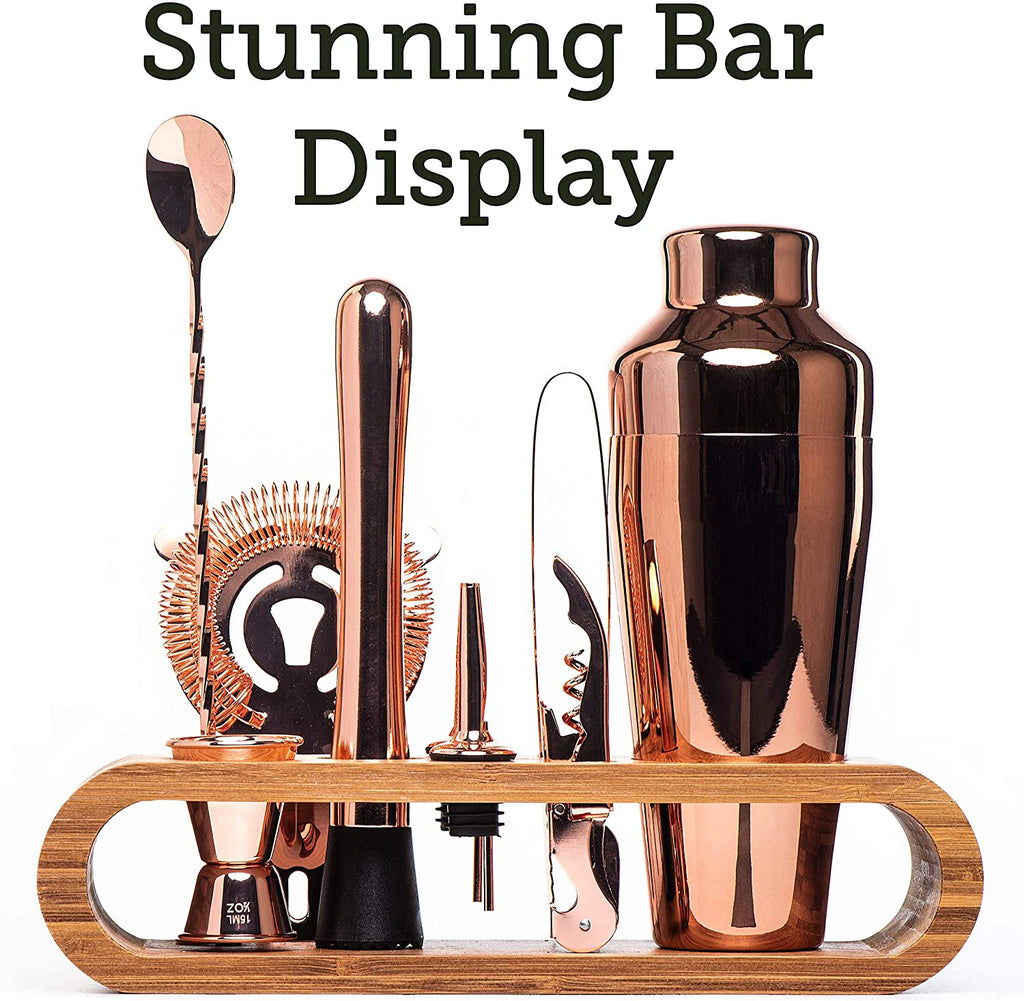 10-Piece Cocktail Bar Tool Set with Bamboo Stand