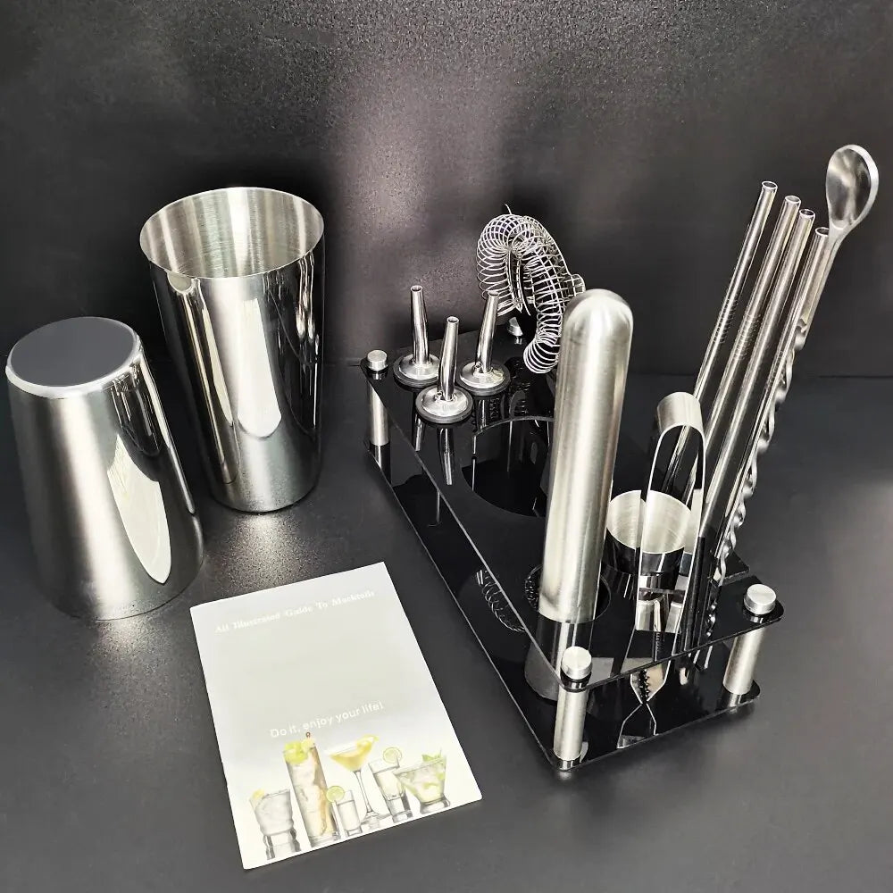 Cocktail Shaker Set, 13-Piece, Stainless Steel