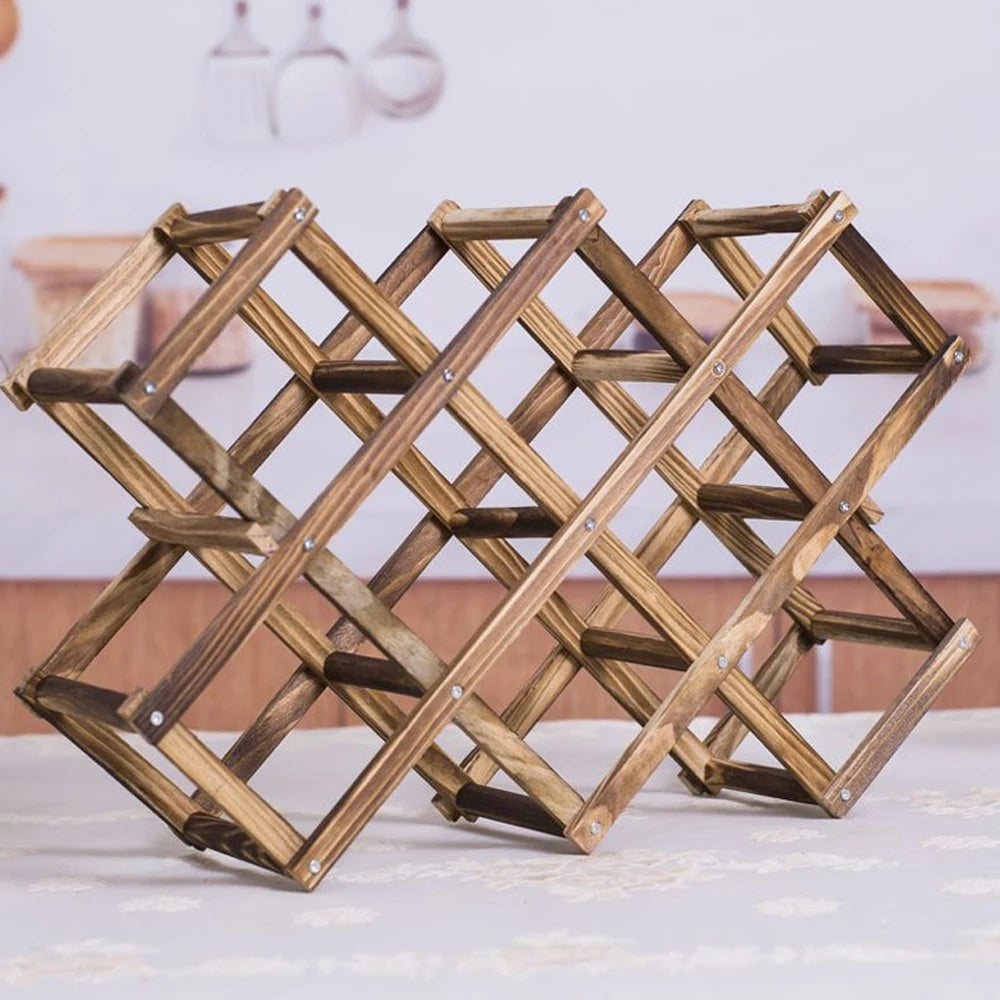 Foldable Wooden Wine Rack, 10 Bottles
