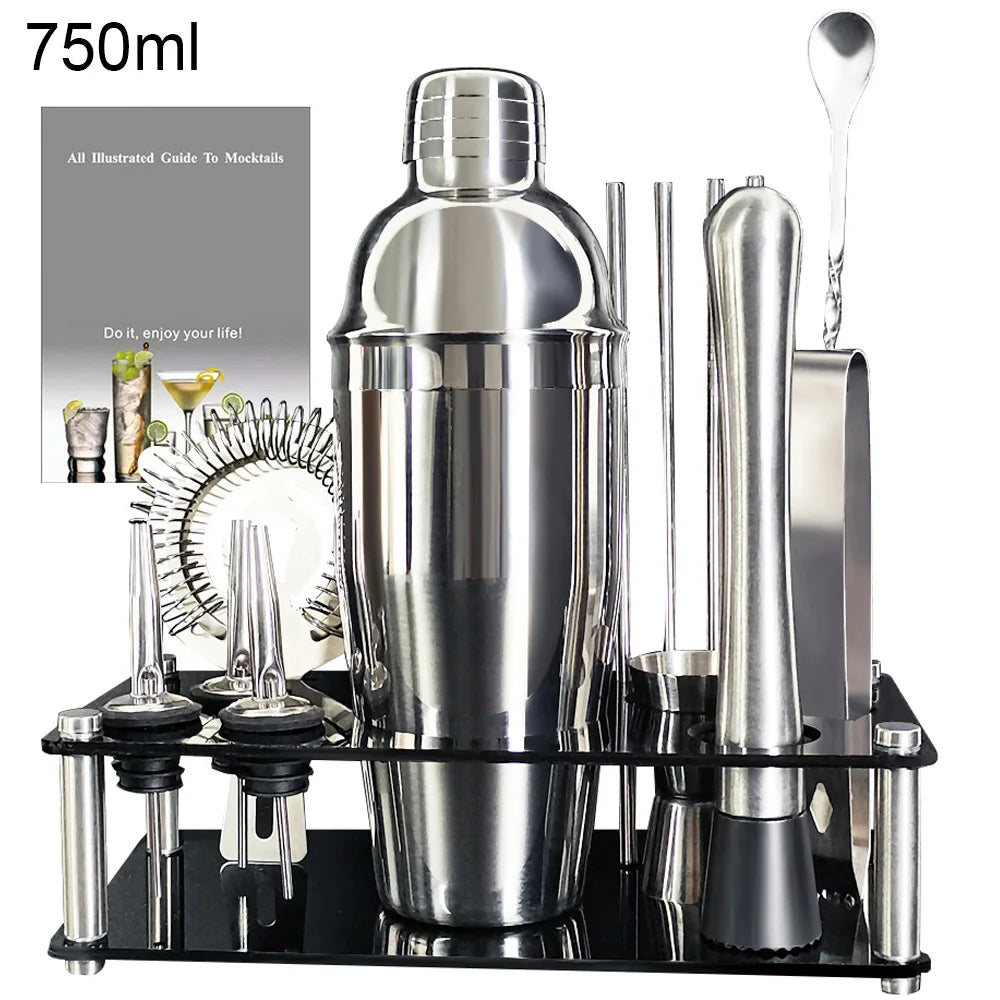 Boston Cocktail Shaker Set with Holder, 13 or 22 Pieces