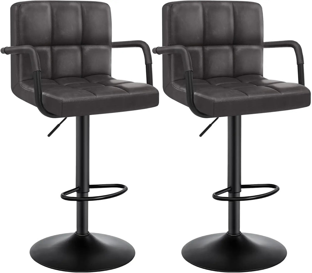 Leeds Swivel Bar Stools Set of 2, Metal Frame, Armrest