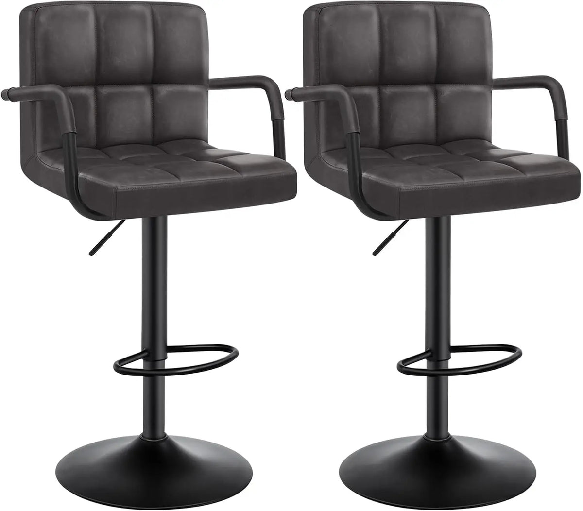 Leeds Swivel Bar Stools Set of 2, Metal Frame, Armrest