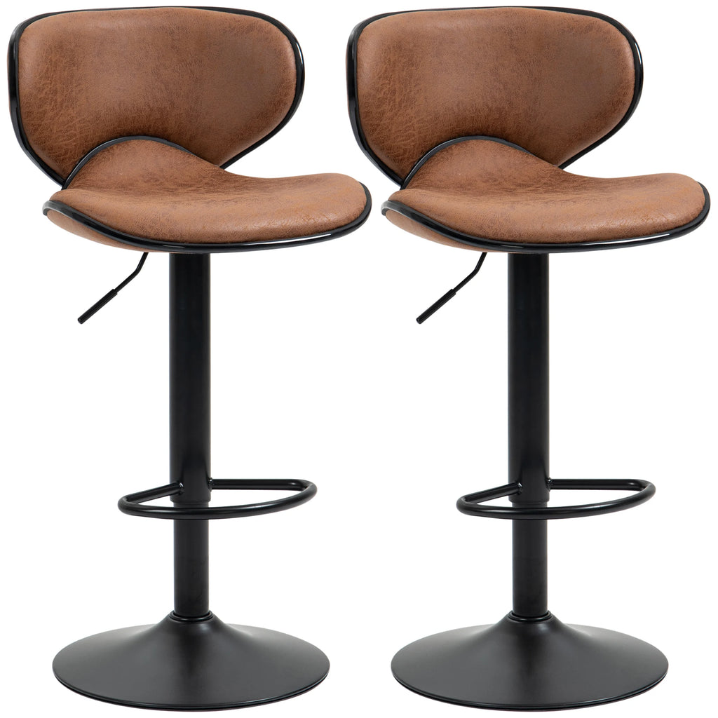 Manchester Vintage Bar Stools Set of 2, Microfiber, Coffee
