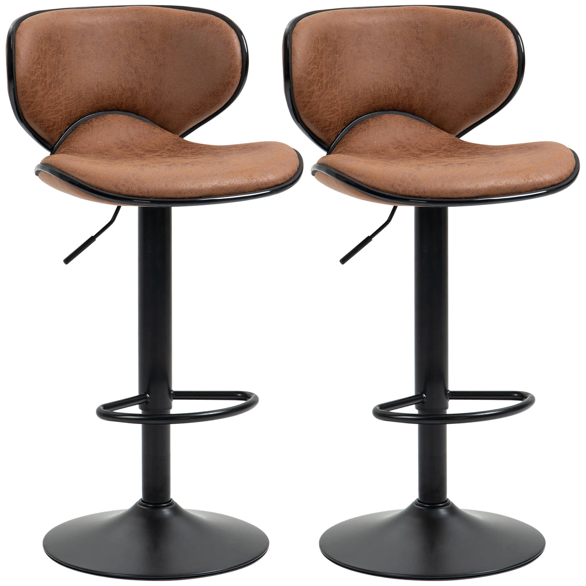 Manchester Vintage Bar Stools Set of 2, Microfiber, Coffee