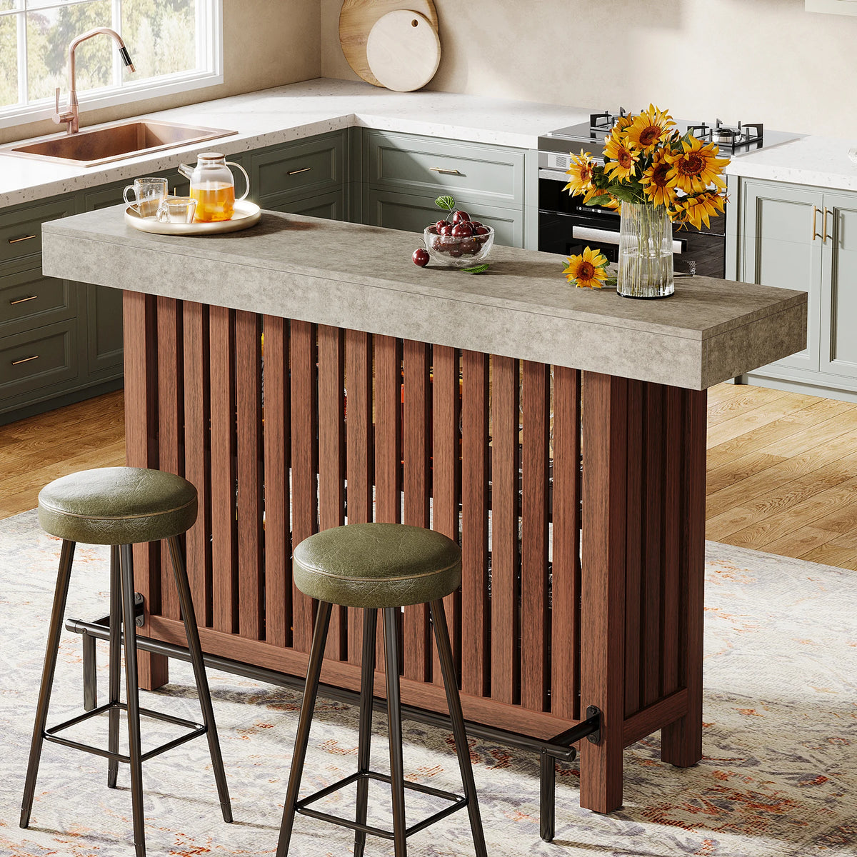 Drinks Cabinet with Footrest, 2-Tier