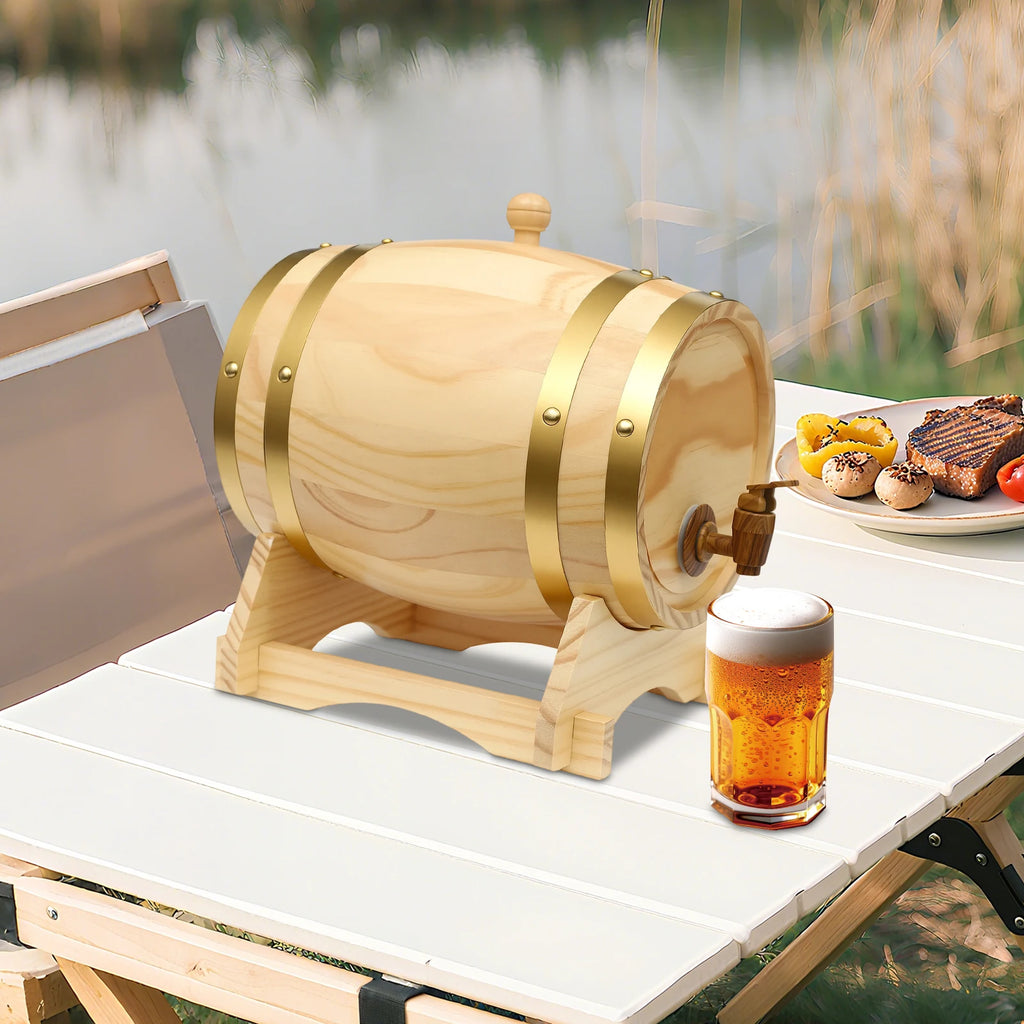 Oval Pine Whisky Barrel with Stand and Tap, 5L