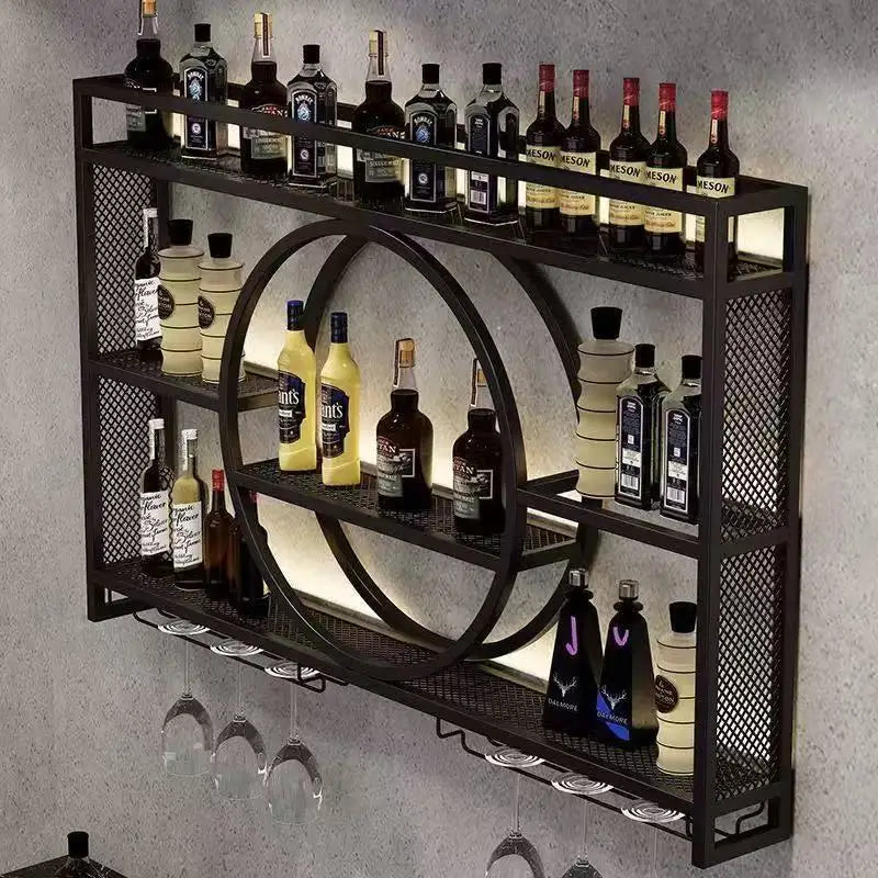 Wall-Mounted Wine Rack with Glass Holder