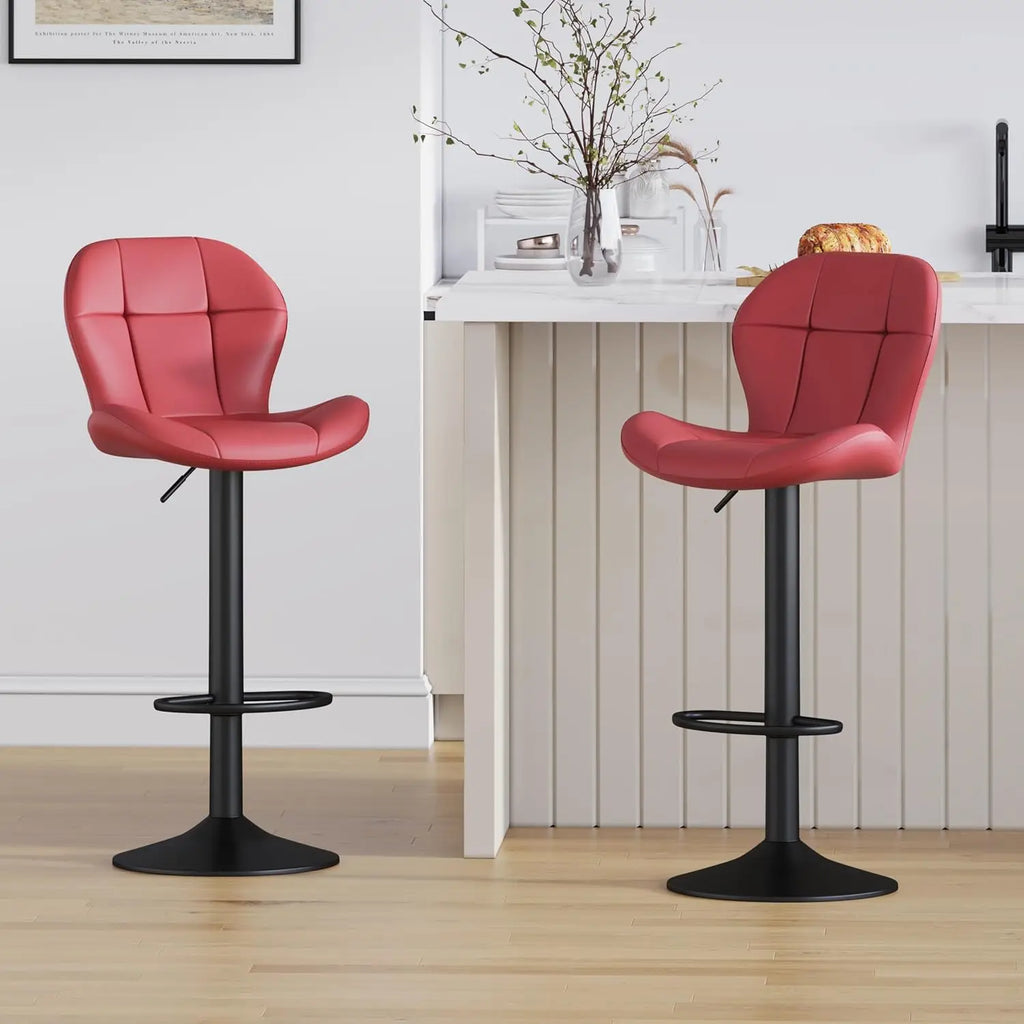 Swivel Bar Stools Set of 2, Faux Leather, Footrest