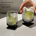 Square Glass Tumbler, Black Gradient, Set of 1 or 2