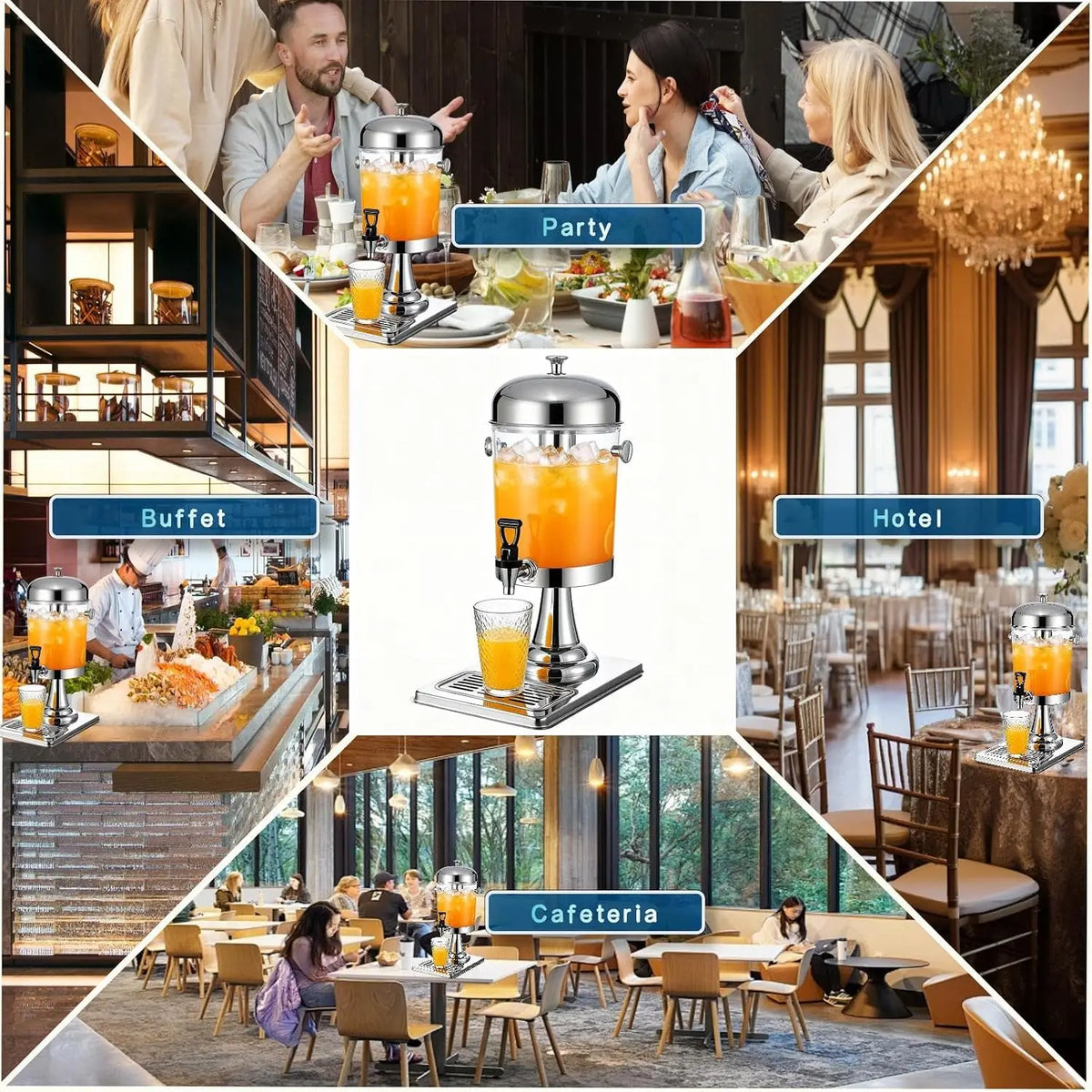 8L Stainless Steel Drinks Dispenser with Stand and Ice Core