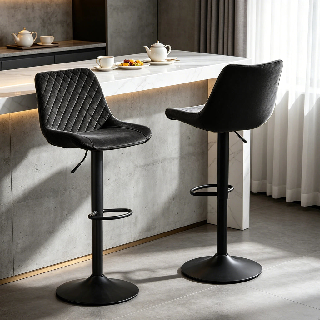 Shoreditch Velvet Bar Stools Set of 2, Swivel
