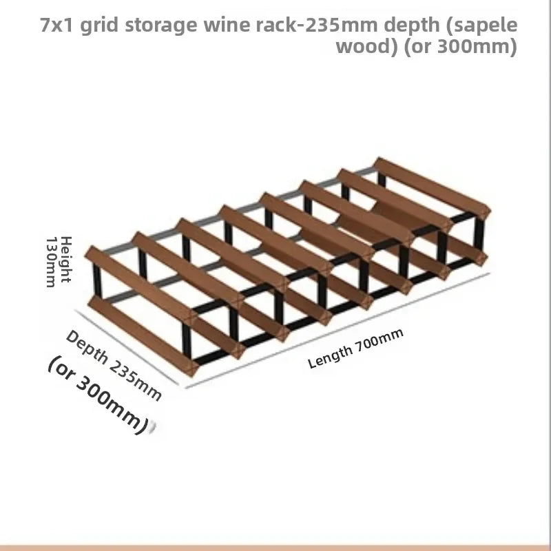 Wood & Metal Wine Rack, 7, 14 or 21 Bottles