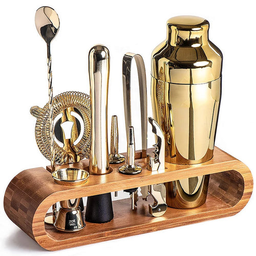 10-Piece Cocktail Bar Tool Set with Bamboo Stand