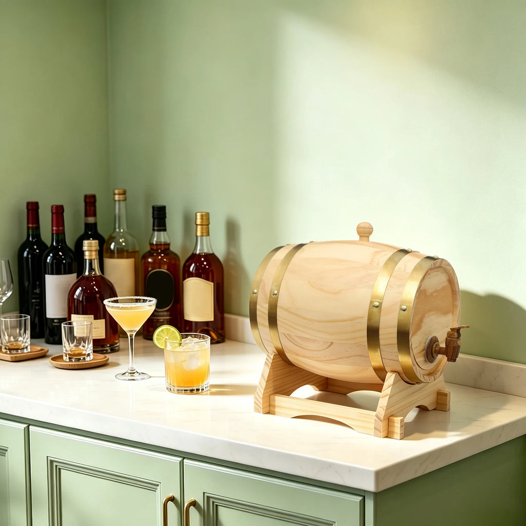 Oval Pine Whisky Barrel with Stand and Tap, 5L