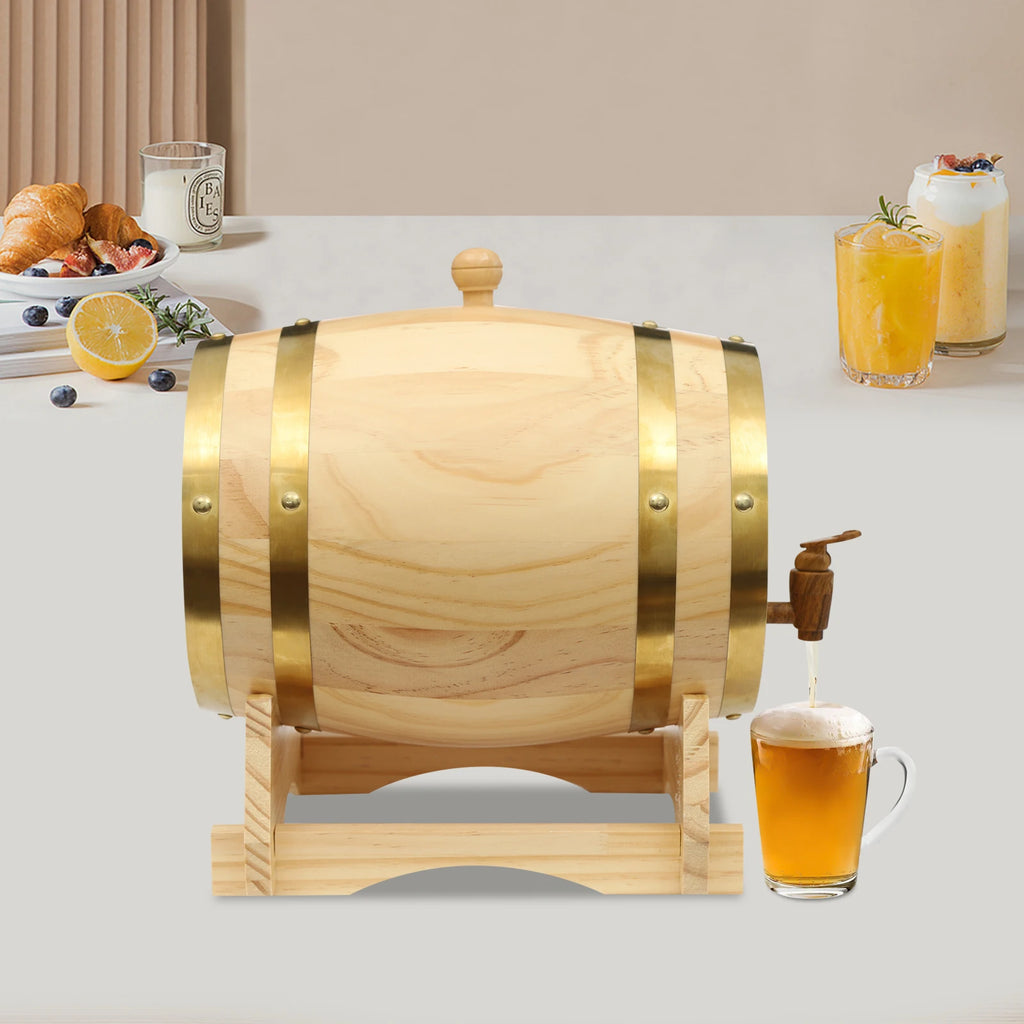 Oval Pine Whisky Barrel with Stand and Tap, 5L