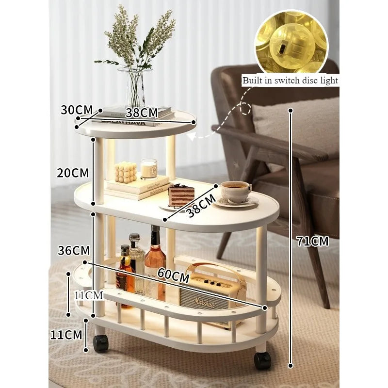 Vintage-Style Rolling Side Trolley, Wood