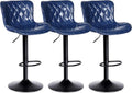 Windsor Bar Stools Set of 3, Waterproof Leather, Blue