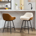Clapham Teddy Velvet Swivel Bar Stools Set of 2, Armrests, Metal Base