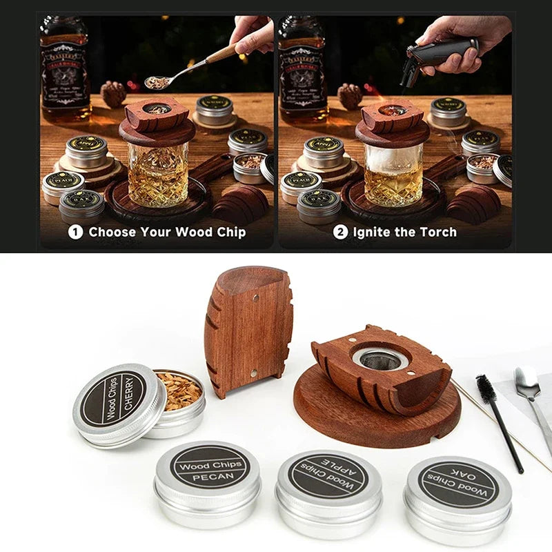 Whisky Cocktail Smoker Kit, 4 Wood Chip Flavours